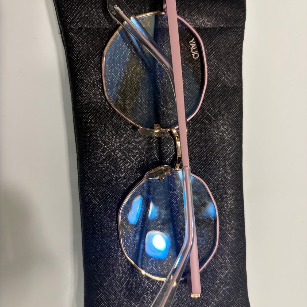 Quay Australia Pink and Gold Frame Glasses - Picture 3 of 8